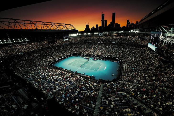 Tennis action at the Australian Open 